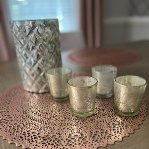 Set of 5 Mercury Glass Glam Candle Holders